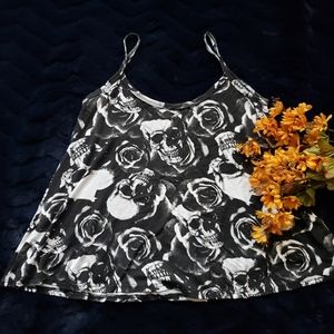 Skull and rose print swing cami